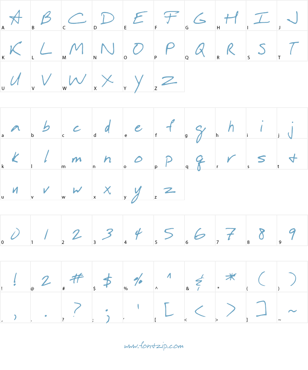 DJB In a Hurry Font Character